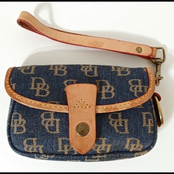 Dooney & Bourke Handbags - Dooney & Bourke Print Logo Material Leather Trim Wristlet 6 in x 4 in Casual
